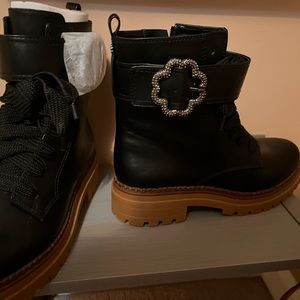 Brand new black leather ankle boots